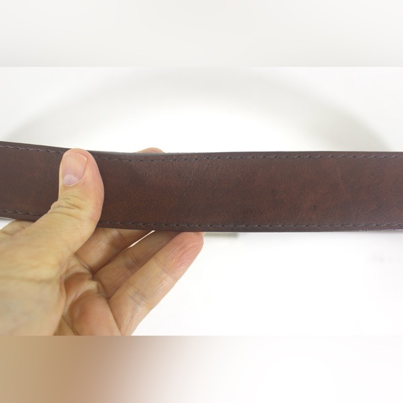 Vintage Distressed Brown Leather Belt Silver Buckle Worn In Work Jeans Belt - Picture 5 of 8
